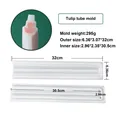 Detailed dimensions and cross-section view of the long tulip silicone tube soap mold - Silicone Tulip Mousse Tube Mold / White