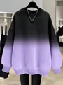 Oversized black to purple gradient sweatshirt for women, thin streetwear hoodie detail. - S / Tops / Light Purple