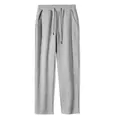 Full front view of men's casual grey cotton sweatpants featuring drawstring elastic waist - M / Bottoms / Light Gray
