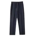 Front view of men's casual straight-leg cotton sweatpants in dark navy - M / Bottoms / Navy Blue