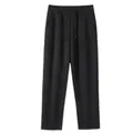 Full front view of black cotton sweatpants for men showcasing straight-leg design - Black