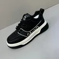 Premium men's black leather sneakers with thick white soles and stylish side patterns - 38 / Casual Sneakers (CC5801) / Black