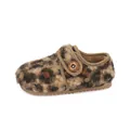 Gemütliche Kleinkinder-Slipper mit Leopardenmuster, warmem Fleecefutter und Klettverschluss - Größe 22 (Innenlänge 14cm) / Leopardenprint