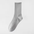 Grey ribbed cotton crew socks for men with high breathable texture variant - High-Top / Gray
