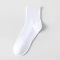 Chaussettes mi-hautes en coton blanc respirant pour hommes avec bords-côtes confort - Chaussettes mi-mollet / Blanc