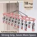 Pink stainless steel dipping drying rack with 18 clips and windproof hook - 18 Clips/Pack / Mousse Pink
