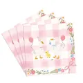 Detail of cute pink plaid party napkins featuring cartoon geese and balloons - Napkins (Set of 20)