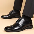 Chaussures richelieux en cuir noir pour hommes avec des détails perforés très élégants - 37 / Style Rehaussant (Demi-Semelle 1.2cm) / Noir