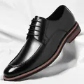 Eleganti scarpe Derby da uomo in pelle nera per affari con allacciatura classica - 37 / Nero