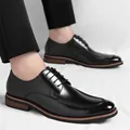 Eleganti scarpe Derby in pelle nera da uomo per abbigliamento formale e matrimoni - 37 / Stile rialzato (mezza soletta 1,2 cm) / Nero