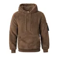 Brauner Herren-Plüsch-Fleece-Hoodie mit weicher Textur, Kapuze und Kängurutasche - Camel