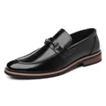 Mocassini business classici in pelle nera da uomo con dettaglio in metallo - 37 / Nero