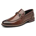 Mocassini eleganti in pelle marrone classica da uomo con morsetto in metallo decorativo - 37 / Marrone