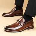 Scarpe stringate in pelle marrone da uomo con fibbia classica - 37 / Cuscinetto mezza misura da 1,2 cm / Marrone