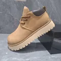 Bottines de travail en cuir pour homme, style Martin rétro, semelle plateforme épaisse - 38 / Jaune