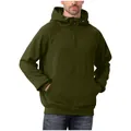 Sweat à capuche homme vert olive avec demi-zip, poche kangourou et cordon - S / Hauts / Vert Militaire
