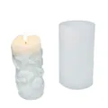 Detailed view of the cylindrical silicone mold and the ocean-themed finished candle - Bagged (Approx. 190g)