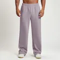 Premium men's stylish lavender wide-leg joggers for sports and casual lounge wear - Taro Purple