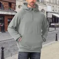Casual grijze herenhoodie met halve rits en fleecevoering voor herfst en winter - S / Tops / Lichtgrijs