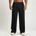 Men's loose fit wide-leg sports joggers in classic black for fitness and casual wear - S / Bottoms / Premium Black