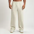 Stylish men's cream wide-leg joggers for athletic training and relaxed casual outfits - S / Bottoms / Oatmeal Apricot