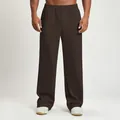Men's loose fit wide-leg sweatpants in dark brown for casual sports and gym training - S / Bottoms / Dark Coffee