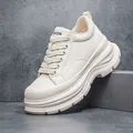 Men's chunky cream platform elevator shoes with 10cm height increase design - 42 / Off White