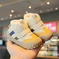 Warm fleece-lined winter baby walking shoes with soft non-slip soles for toddlers - Size 16 (Internal Length 12cm) / Yellow