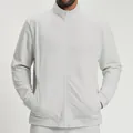 Premium men's breathable light gray knit zip-up sports jacket for gym, yoga, and commuting - S / Tops / Swan White