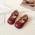 Elegante donkerrode Mary Jane schoenen voor peutermeisjes met strik - Maat 21 Binnenlengte ca. 14cm / Strik Prinsessenstijl (V2277) / Bordeauxrood