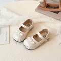 Klassieke crème Mary Jane prinsessenschoenen voor meisjes met een schattige strik en klittenband - Maat 21 Binnenlengte ca. 14cm / Strik Prinsessenstijl (V2277) / Broken Wit