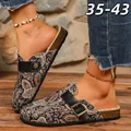 Böhmische Pantoletten mit Paisley-Muster und Schnallenriemen, Größe 35-43 für Damen - 35 / Schwarzes Samt