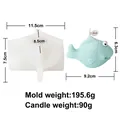 3D fish silicone candle mold with finished blue fish candle and dimensions - Swimming Clownfish (ZHF9469)