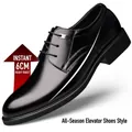 Elegante schwarze Herren-Business-Schuhe aus Leder mit diskreter 6cm Erhöhung - 38 / Schwarz Höhensteigernd (Ganzjahresartikel)