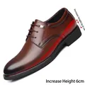 Chaussures de ville en cuir marron pour hommes avec semelle rehaussante cachée de 6 cm - 38 / Marron Rehaussant (Toutes Saisons)