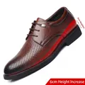 Scarpe business in pelle traforata marrone con rialzo interno 6 cm - 38 / Stile Intagliato Rialzato Marrone