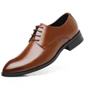 Scarpe Derby classiche in pelle marrone da uomo per abbigliamento formale e quotidiano - 38 / Marrone