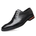 Klassische schwarze Leder-Business-Schuhe für Herren mit spitzer Zehenpartie und Schnürung - 38 / Schwarz