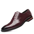 Klassische burgunderrote Business-Lederschuhe für Herren mit spitzer Zehenpartie - 38 / Rot