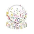 Macro view of colorful wildflower print on disposable party paper plates - 9-Inch Plates (Pack of 24)