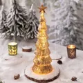 Grande albero di Natale in vetro dorato luminoso decoro 35cm - Oro Grande (BL8)