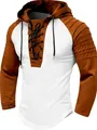 Detailansicht eines Herren-Hoodies mit Schnürung, Patchwork-Design und Faltenärmeln - S / Oberteile / Weiß