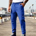 Detalle de pantalones cargo azules para hombre con varios bolsillos y un cordón - S / Parte Inferior (CW-35) / Azul zafiro