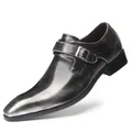 Zapatos de vestir para hombre con punta cuadrada en degradado negro y plata metálico - 38 / Gris