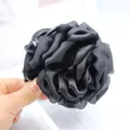 Large elegant black satin rose flower hair claw clip for women elegant hairstyling - 10cm Flower Claw / Black