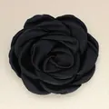 Fiore di camelia in raso nero fatto a mano da 12cm per eleganti capelli o spille - Nero