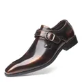 Elegantes zapatos de vestir degradados marrón oscuro para hombre con punta cuadrada. - 38 / Bronce Antiguo