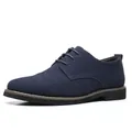 Elegante marineblaue Brogue-Freizeitschuhe für Herren aus mattem Wildleder mit Schnürung - 38 / Blau