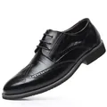 Klassische schwarze Leder-Business-Schuhe für Herren mit Brogue-Lochmuster - 38 / Schwarz
