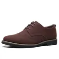 Klassischer dunkelbrauner Brogue-Schuh aus Wildleder mit Schnürung und Lochverzierung - 38 / Braun